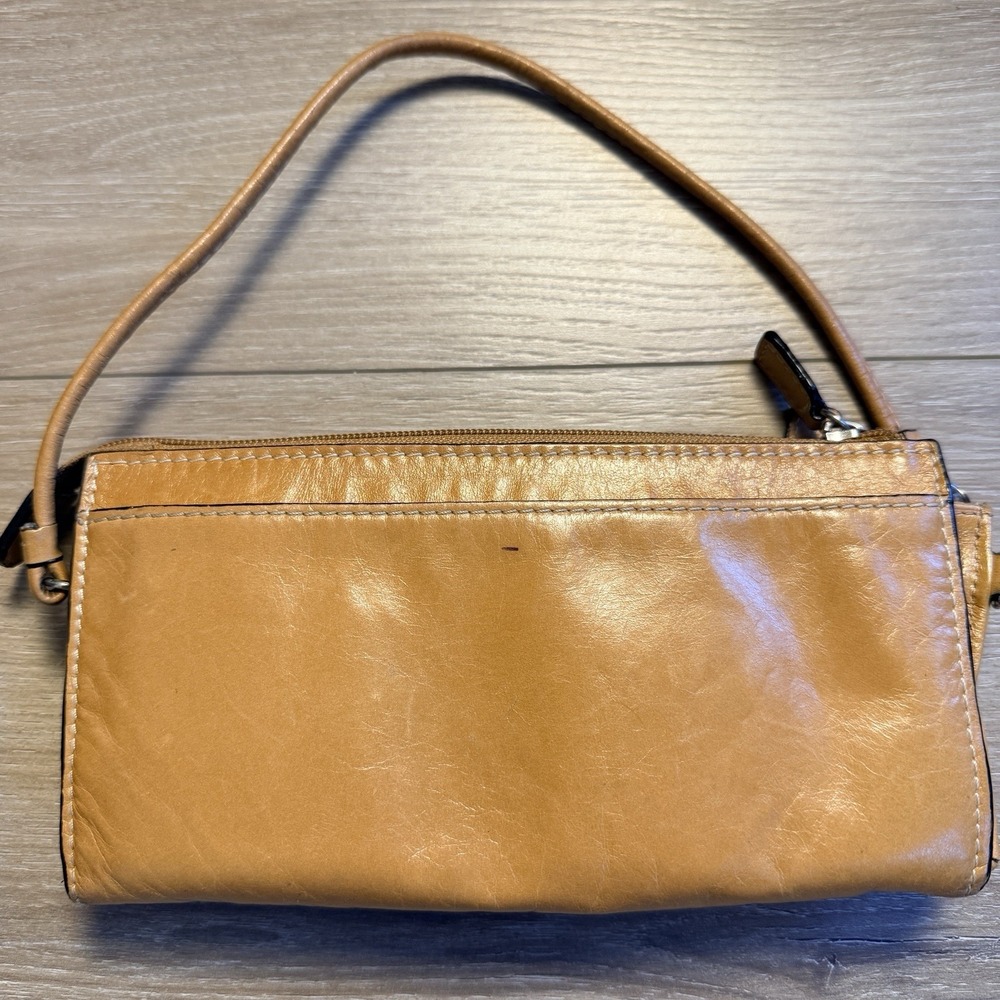 Nordstrom Tan Leather Zippered Clutch with Multiple Compartments and Strap - Picture 2 of 11